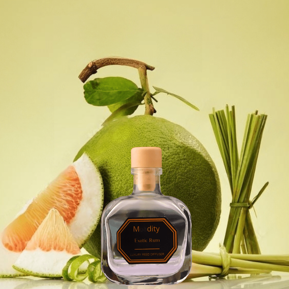 Namų kvapas su lazdelėmis „Exotic Rum“, 100 ml, pagamintas Lietuvoje, su ekologiška baze.