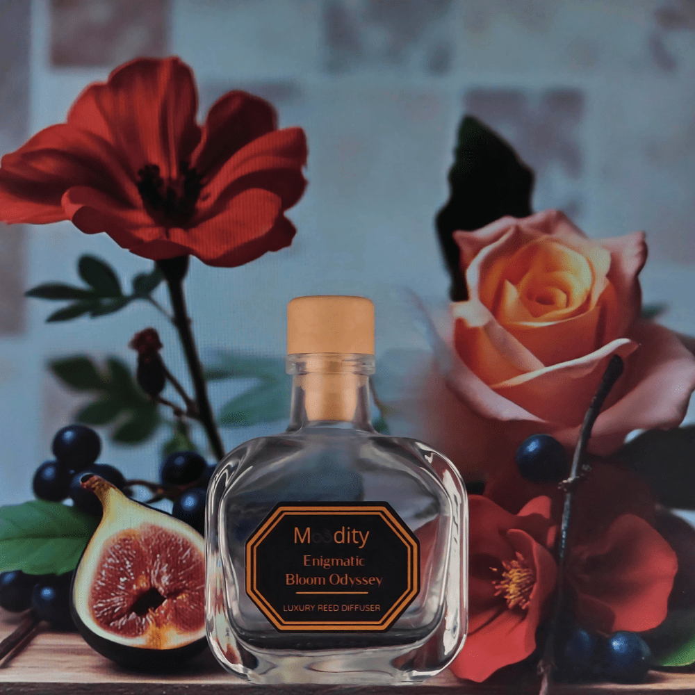Lietuvoje pagamintas namų kvapas su lazdelėmis, 100 ml talpos, pagamintas naudojant ekologišką bazę, kvapas „Enigmatic Bloom Odyssey“